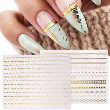 将图片加载到图库查看器,Gold Silver 3D Nail Sticker Curve Stripe Lines Nails Stickers Gradient Adhesive Striping Tape Nail Art Stickers Decal Decoration Metallic Curve Strip Line Nail Decal Self-Adhesive 3D Wave Design Decoration for Women Girls