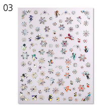 Load image into Gallery viewer, Gold Silver White Snowflakes 3D Nail Stickers Iridescent Self Adhesive Transfer Decals Manicures Art Decoration Slider Nails Decals Sticker Hot Sexy Girl Tip Back Glue Decal Cool Lollipop Self Adhesive Acrylic Tips Tool Decoration