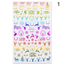 Load image into Gallery viewer, Gold Silver White Snowflakes 3D Nail Stickers Iridescent Self Adhesive Transfer Decals Manicures Art Decoration Slider Nails Decals Sticker Hot Sexy Girl Tip Back Glue Decal Cool Lollipop Self Adhesive Acrylic Tips Tool Decoration