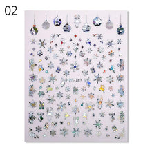 Load image into Gallery viewer, Gold Silver White Snowflakes 3D Nail Stickers Iridescent Self Adhesive Transfer Decals Manicures Art Decoration Slider Nails Decals Sticker Hot Sexy Girl Tip Back Glue Decal Cool Lollipop Self Adhesive Acrylic Tips Tool Decoration