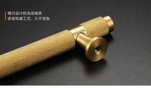 Load image into Gallery viewer, Golden Brass Knurled Textured Simple Kitchen Cabinet handle And Handles Drawer Pulls Bedroom Door Knobs Cupboard Bathroom Door Handles Brushed Brass Pulls For Cabinets