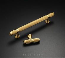 Load image into Gallery viewer, Golden Brass Knurled Textured Simple Kitchen Cabinet handle And Handles Drawer Pulls Bedroom Door Knobs Cupboard Bathroom Door Handles Brushed Brass Pulls For Cabinets