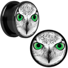 Load image into Gallery viewer, Black White Owl Black Anodized Screw Fit Plug Set 5/8