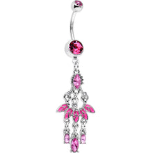 将图片加载到图库查看器,Pink Gem Party Ready Fan Chandelier Dangle Belly Ring
