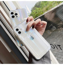 Load image into Gallery viewer, Gradient Rainbow Charming Case For iPhone 13 11 12 Pro Max XS XR 7 8 Plus Transparent Cover with Wallet Card Holder Case Soft Cover for iPhone