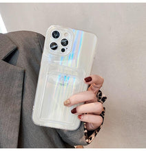 Load image into Gallery viewer, Gradient Rainbow Charming Case For iPhone 13 11 12 Pro Max XS XR 7 8 Plus Transparent Cover with Wallet Card Holder Case Soft Cover for iPhone