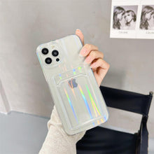 Load image into Gallery viewer, Gradient Rainbow Charming Case For iPhone 13 11 12 Pro Max XS XR 7 8 Plus Transparent Cover with Wallet Card Holder Case Soft Cover for iPhone