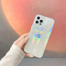 Load image into Gallery viewer, Gradient Rainbow Charming Case For iPhone 13 11 12 Pro Max XS XR 7 8 Plus Transparent Cover with Wallet Card Holder Case Soft Cover for iPhone