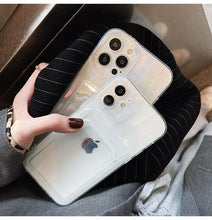 Load image into Gallery viewer, Gradient Rainbow Charming Case For iPhone 13 11 12 Pro Max XS XR 7 8 Plus Transparent Cover with Wallet Card Holder Case Soft Cover for iPhone