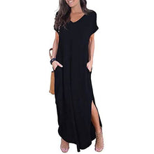 Load image into Gallery viewer, Women's Casual Loose Pocket Split Maxi Dress