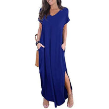 Load image into Gallery viewer, Women's Casual Loose Pocket Split Maxi Dress