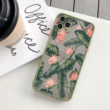 Load image into Gallery viewer, Green Leaves Plant Flower Phone Case for iphone 11 12 13 14 Pro Max Hard Back Shockproof Cover Floral Tropical Design with Slim Glossy Green Palm Leaves Pattern Case