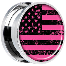 Load image into Gallery viewer, Pink American Flag Steel Screw Fit Plug Set 18mm