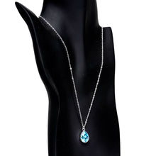 Load image into Gallery viewer, Silver Plated Aqua Raindrop Necklace Created with Crystals