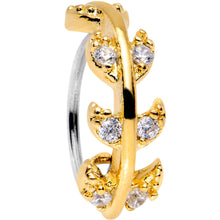 将图片加载到图库查看器,20G Clear CZ Gem Gold Tone Leafy Seamless Circular Ring