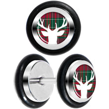 将图片加载到图库查看器,Red Green Plaid Reindeer Cheater Plug Set