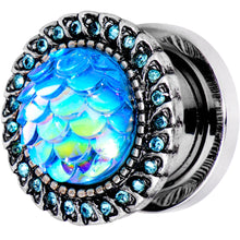 Load image into Gallery viewer, 00G Aqua Gem Iridescent Blue Mermaid Scale Screw Fit Plug Set