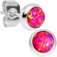 Load image into Gallery viewer, Red Synthetic Opal 316L Surgical Steel Stud Earrings