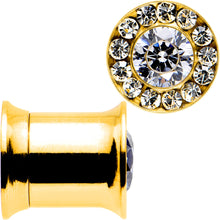 Load image into Gallery viewer, 0G Clear CZ Gem Gold PVD Goddess of Glam Screw Fit Plug Set