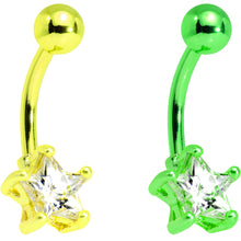 Load image into Gallery viewer, Clear Cubic Zirconia Gem Multicolor Star Belly Ring Set of 5