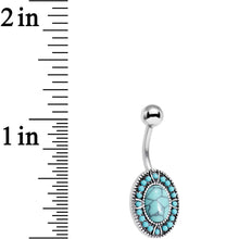 将图片加载到图库查看器,Faux Turquoise Southwestern Simplicity Oval Belly Ring