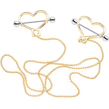 将图片加载到图库查看器,Gold Tone Heart to Heart Dangle Nipple Chain