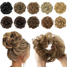 Load image into Gallery viewer, Hair Bun Extensions Messy Curly Elastic Hair Scrunchies Hairpieces Synthetic Chignon Donut Up-do Hair Pieces Clip in Hair Extension For Volumized Hair Buns For Girls