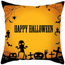 Load image into Gallery viewer, Halloween Cushion Cover Horror Pumpkin Printed Pillow Case Orange And Black Pillow Cover Pumpkin Farmhouse Deco Happy Halloween Decorative Pillow Case For Home 45x45CM