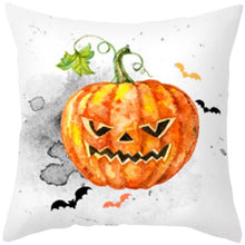 Load image into Gallery viewer, Halloween Cushion Cover Horror Pumpkin Printed Pillow Case Orange And Black Pillow Cover Pumpkin Farmhouse Deco Happy Halloween Decorative Pillow Case For Home 45x45CM