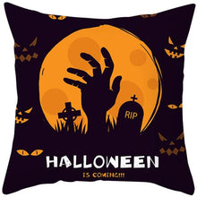 Load image into Gallery viewer, Halloween Cushion Cover Horror Pumpkin Printed Pillow Case Orange And Black Pillow Cover Pumpkin Farmhouse Deco Happy Halloween Decorative Pillow Case For Home 45x45CM