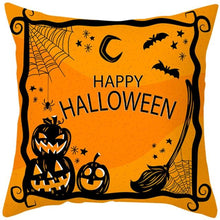 Load image into Gallery viewer, Halloween Cushion Cover Horror Pumpkin Printed Pillow Case Orange And Black Pillow Cover Pumpkin Farmhouse Deco Happy Halloween Decorative Pillow Case For Home 45x45CM
