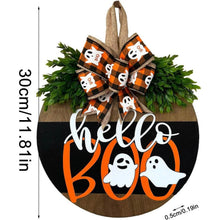 Load image into Gallery viewer, Halloween Round Wooden Board Front Door Decoration Wreath