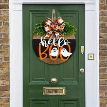 Load image into Gallery viewer, Halloween Round Wooden Board Front Door Decoration Wreath