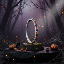 Load image into Gallery viewer, 20G Micro Gem Titanium Hinged Nose Hoop - Black Orange Nose Ring