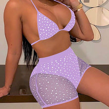 将图片加载到图库查看器,Halter See Through Sequins Mesh Bra & Shorts