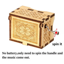 Load image into Gallery viewer, Hand Crank Vintage Wood Carved Sunshine Musical Box