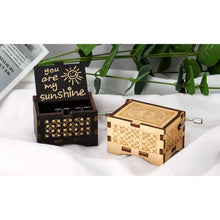Load image into Gallery viewer, Hand Crank Vintage Wood Carved Sunshine Musical Box