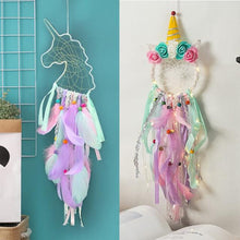 Load image into Gallery viewer, Handmade Dream Catchers Flower For Kids Unicorn Dream Catcher Ornament Feather Wall Decor For Girls Bedroom Flower Wall Hanging Decoration Flower Dream Catcher