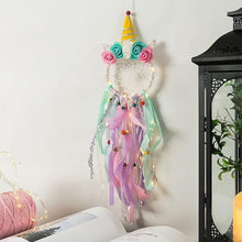 Load image into Gallery viewer, Handmade Dream Catchers Flower For Kids Unicorn Dream Catcher Ornament Feather Wall Decor For Girls Bedroom Flower Wall Hanging Decoration Flower Dream Catcher