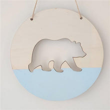 将图片加载到图库查看器,Handmade Hanging Ornaments Positive Slogan Banner Round Polar Bear Animal Statue Figurines Sculpture Wooden Ornaments Wood Chip Wall Pendant Cardboard For Kids Room Decoration Photo Props
