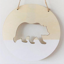 将图片加载到图库查看器,Handmade Hanging Ornaments Positive Slogan Banner Round Polar Bear Animal Statue Figurines Sculpture Wooden Ornaments Wood Chip Wall Pendant Cardboard For Kids Room Decoration Photo Props