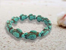 Load image into Gallery viewer, Handmade Turquoise Hawaiian Sea Turtles Bracelet - Turquoise
