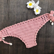 Load image into Gallery viewer, Handmade Vintage Crochet Bikinis Knitted Cotton Swimwear Women's Crochet Swimsuit Two Pieces Bathing Suits Bikini Swimsuit Top Bottom Bandage Modern Women Beachwear For Summer
