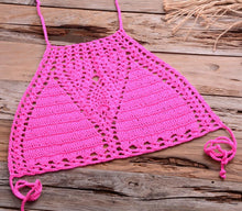 Load image into Gallery viewer, Handmade Vintage Crochet Bikinis Knitted Cotton Swimwear Women's Crochet Swimsuit Two Pieces Bathing Suits Bikini Swimsuit Top Bottom Bandage Modern Women Beachwear For Summer