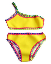Load image into Gallery viewer, Handmade Women Bikini Crochet Knit Swimwear Halter Patchwork Bathing Suit Women's Swimsuit Strappy Side 2 Piece Bikini Set Triangle Beach Swimwear