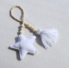 Load image into Gallery viewer, Hanging Nordic Wooden Beads Ornament Double Star Moon Kids Room Decoration Baby Crib Tent Hanging Pendant Wall Decor Photography Props Baby Mobile For Crib Moon and Stars Baby Nursery Ceiling Crib Mobile Kids Room Hanging Decor