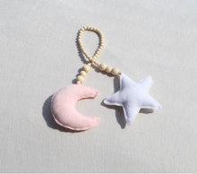 Load image into Gallery viewer, Hanging Nordic Wooden Beads Ornament Double Star Moon Kids Room Decoration Baby Crib Tent Hanging Pendant Wall Decor Photography Props Baby Mobile For Crib Moon and Stars Baby Nursery Ceiling Crib Mobile Kids Room Hanging Decor
