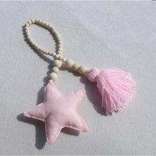 Load image into Gallery viewer, Hanging Nordic Wooden Beads Ornament Double Star Moon Kids Room Decoration Baby Crib Tent Hanging Pendant Wall Decor Photography Props Baby Mobile For Crib Moon and Stars Baby Nursery Ceiling Crib Mobile Kids Room Hanging Decor