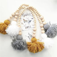 Load image into Gallery viewer, Hanging Nordic Wooden Beads Ornament Double Star Moon Kids Room Decoration Baby Crib Tent Hanging Pendant Wall Decor Photography Props Baby Mobile For Crib Moon and Stars Baby Nursery Ceiling Crib Mobile Kids Room Hanging Decor