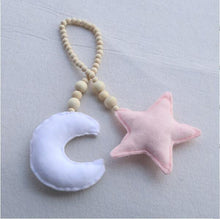 Load image into Gallery viewer, Hanging Nordic Wooden Beads Ornament Double Star Moon Kids Room Decoration Baby Crib Tent Hanging Pendant Wall Decor Photography Props Baby Mobile For Crib Moon and Stars Baby Nursery Ceiling Crib Mobile Kids Room Hanging Decor